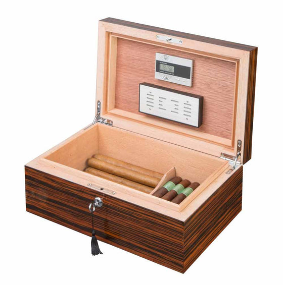Cigar Humidor Richardson Ebony Exotic Wood - Holds 100 Cigars - Man Cave Boutique