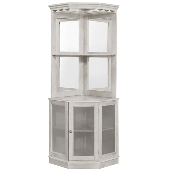 Corner Solid Wood Bar Cabinet Antique White Finish Man Cave Boutique