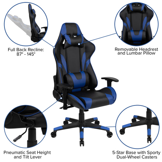 Gaming Racing Ergonomic Computer Chair - X20 Blue - Man Cave Boutique