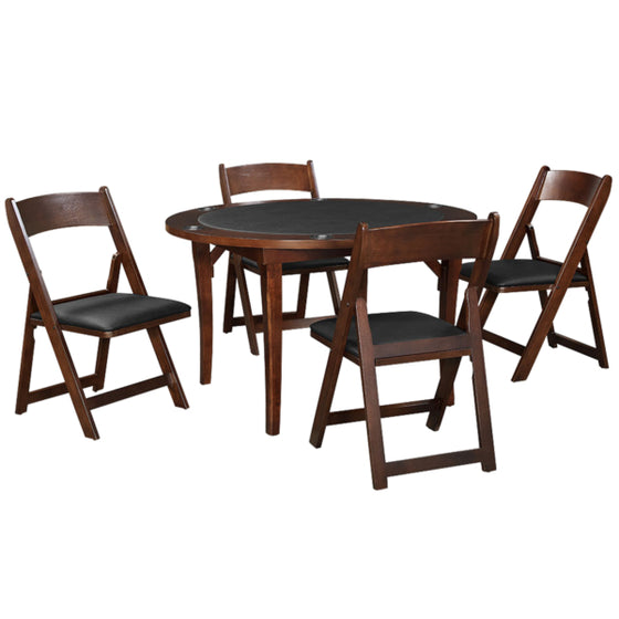 Poker & Gaming Folding Wood Table - Cappuccino Finish - Man Cave Boutique