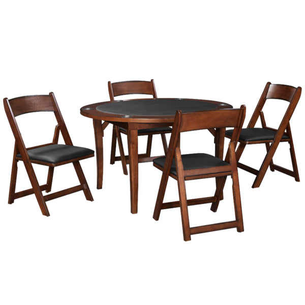 Poker & Gaming Folding Wood Table with Chestnut Finish - Man Cave Boutique