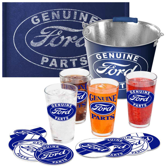 Ford Genuine Parts 18-Piece Pint Glass Bucket Set - Man Cave Boutique