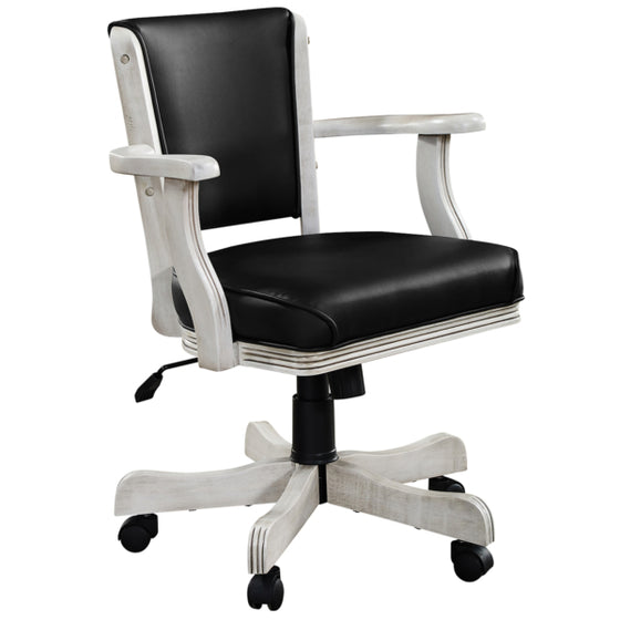 Swivel Gaming Chair Solid Wood with Antique White Finish - Man Cave Boutique