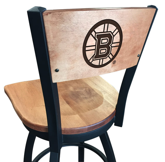 Boston Bruins NHL Logo Engraved Wood Bar Stool - Man Cave Boutique