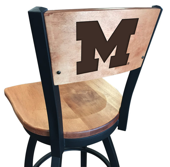 University of Michigan Logo Laser Engraved Wood Bar Stool - Man Cave Boutique
