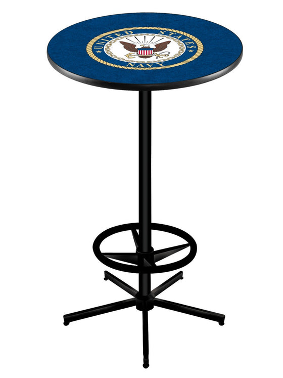 U.S. Navy Logo Pub Table L216 Black - Man Cave Boutique