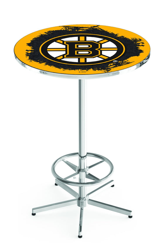 Boston Bruins NHL Logo Pub Table - Chrome Base 42"H - Man Cave Boutique