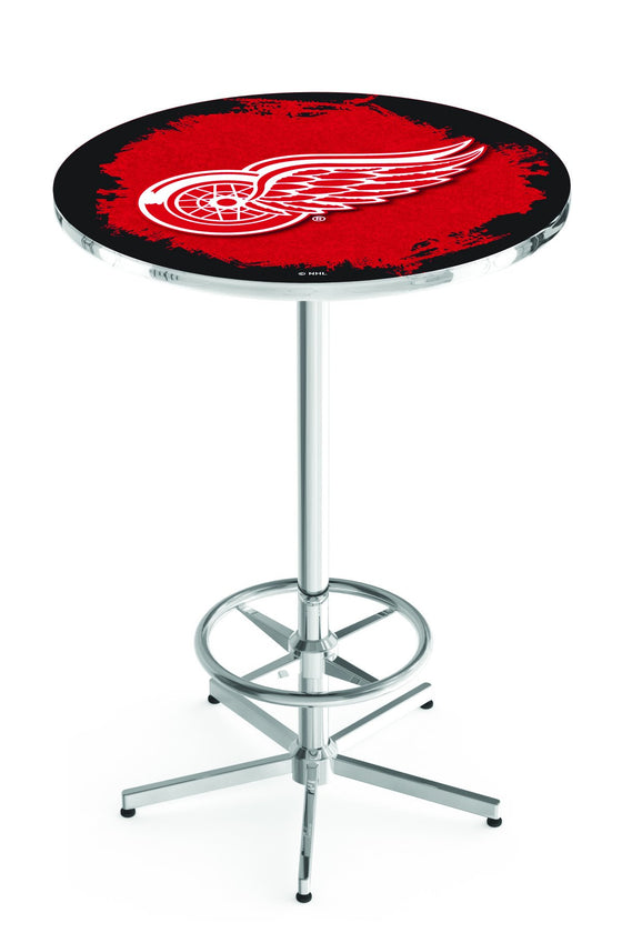 Detroit Red Wings NHL Logo Pub Table - Chrome Base 42"H - Man Cave Boutique