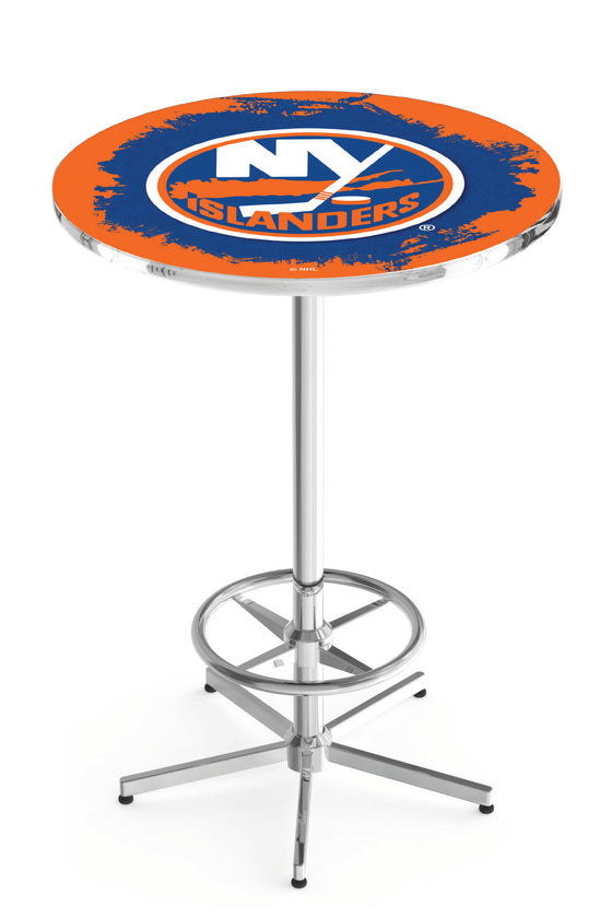 New York Islanders NHL Logo Pub Table - Chrome Base 42"H - Man Cave Boutique