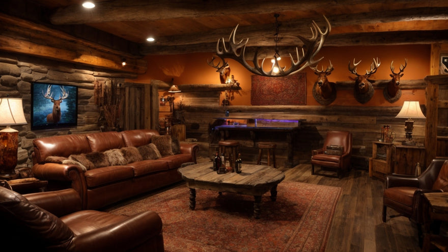 Man Cave Space with a Rustic Hunting and Outdoorsman Theme
