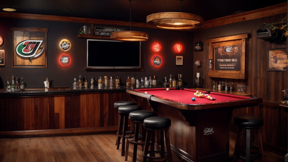 Man Cave Sports Themed Bar Stools and Pub Style Tables