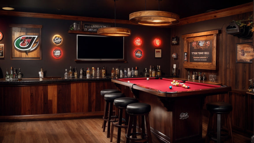 Man Cave Sports Themed Bar Stools and Pub Style Tables
