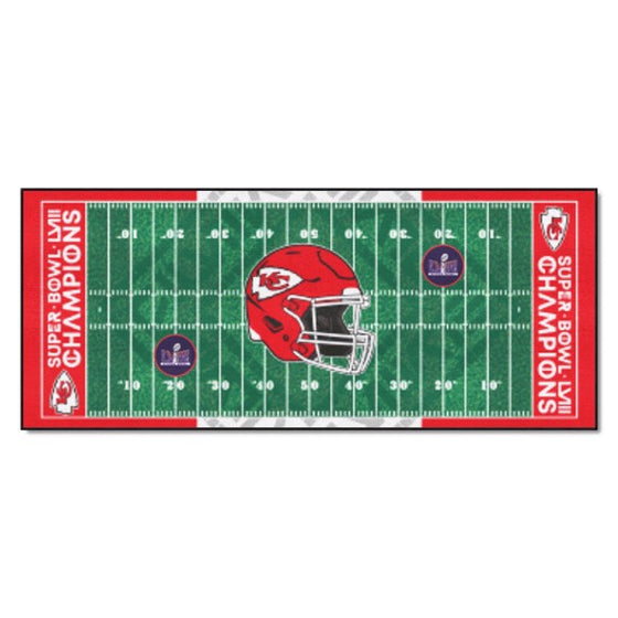 NFL - Kansas City Chiefs Super Bowl LVIII Football Field Runner 30x72 - Man Cave Boutique