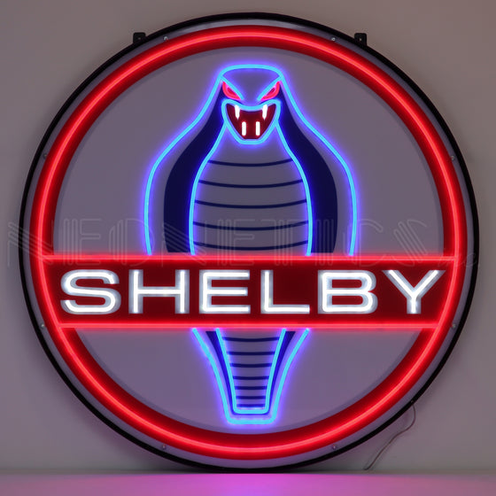 Shelby Cobra Round 36" LED Flex-NEON Sign In Steel Can - Man Cave Boutique