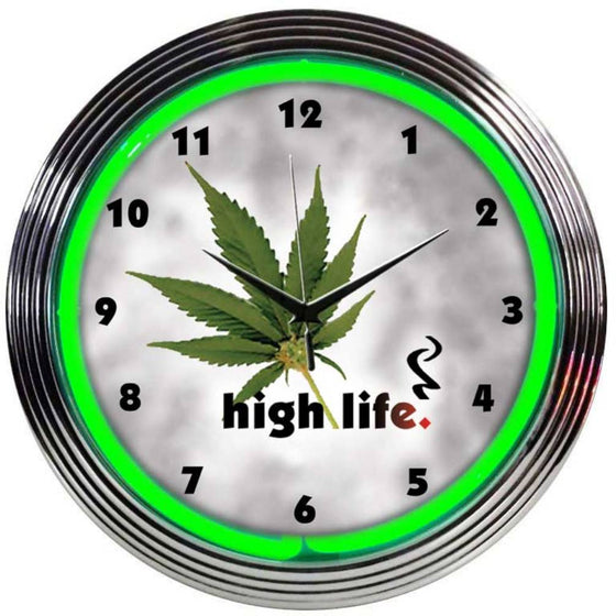 High Life Neon Wall Clock 15" - Man Cave Boutique
