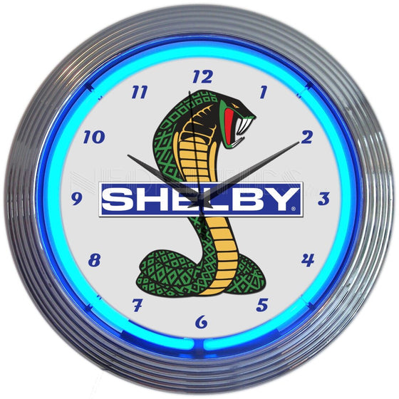 Shelby Cobra Ford OLP Mustang Neon Wall Clock 15" - Man Cave Boutique