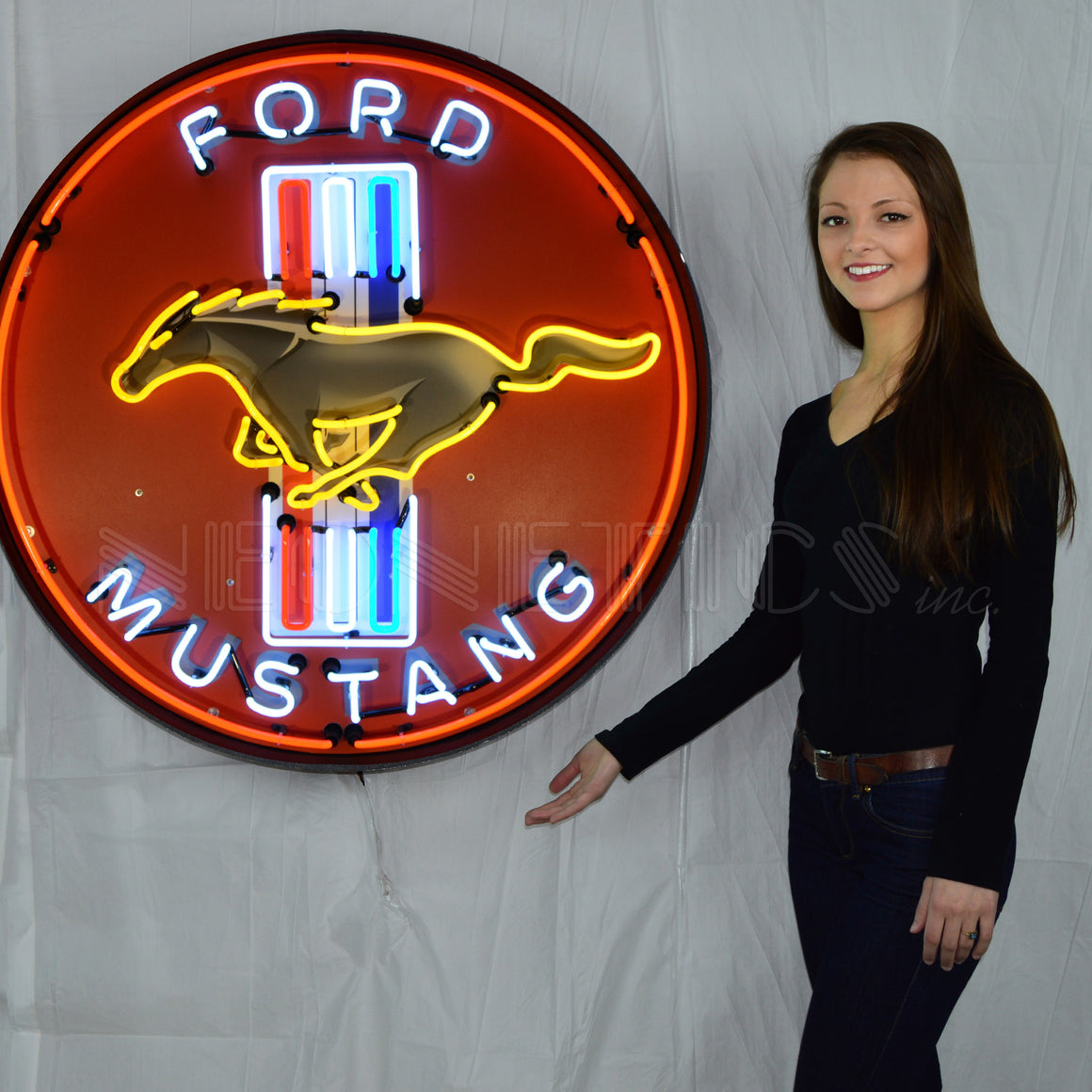 FORD MUSTANG 36" Neon Sign in Metal Can - Man Cave Boutique