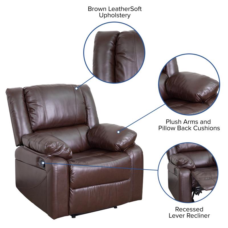 Brown Leather Recliner Arm Chair - Man Cave Boutique