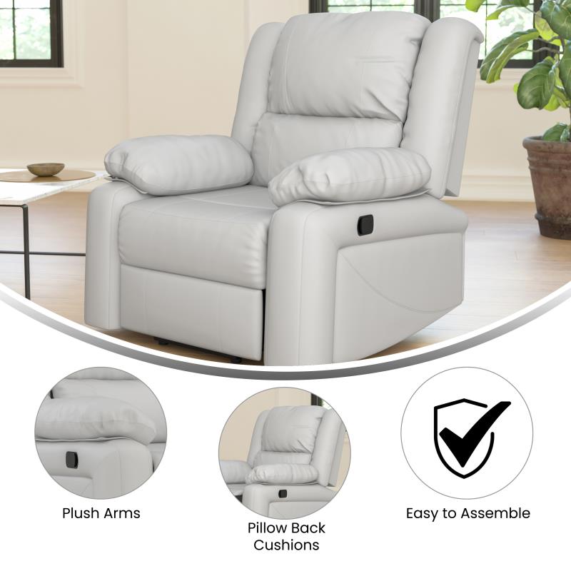 Cream Leather Recliner Arm Chair - Man Cave Boutique