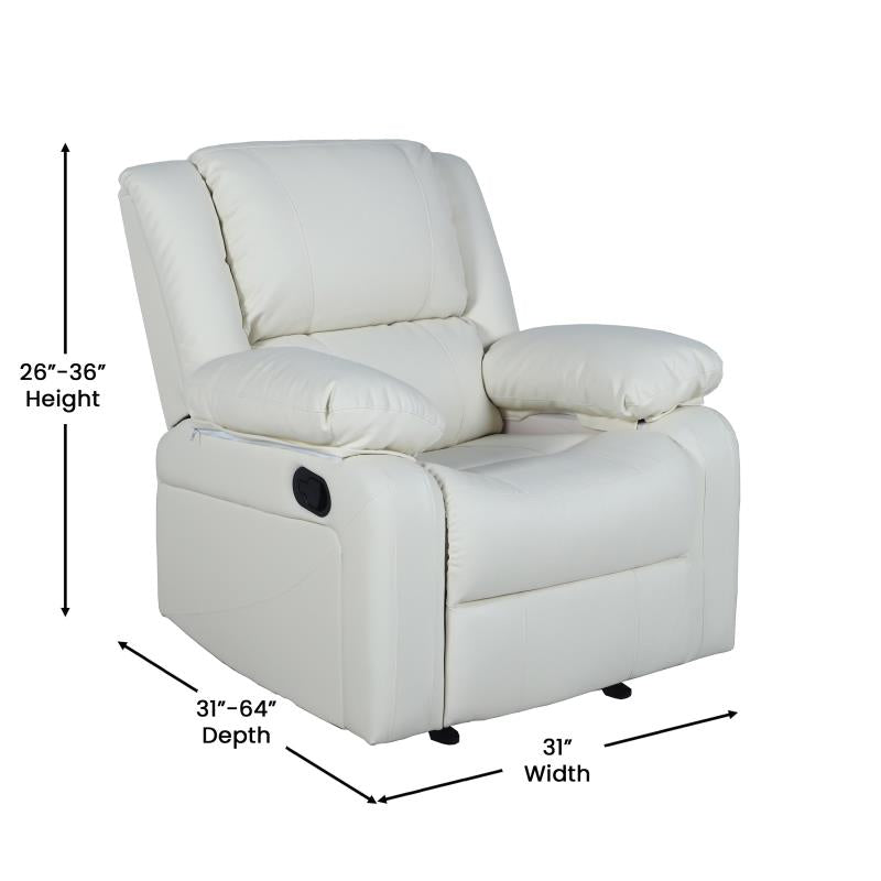 Cream Leather Recliner Arm Chair - Man Cave Boutique