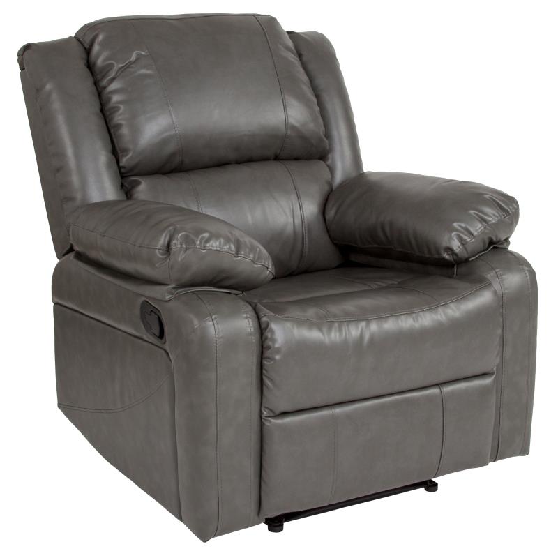 Gray Leather Recliner Arm Chair - Man Cave Boutique