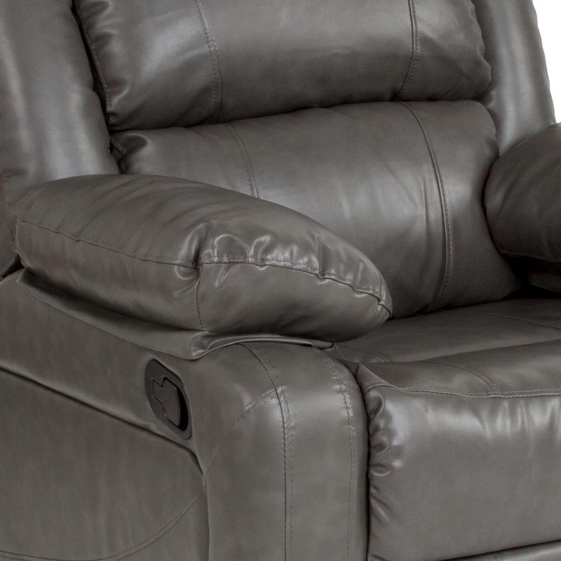 Gray Leather Recliner Arm Chair - Man Cave Boutique
