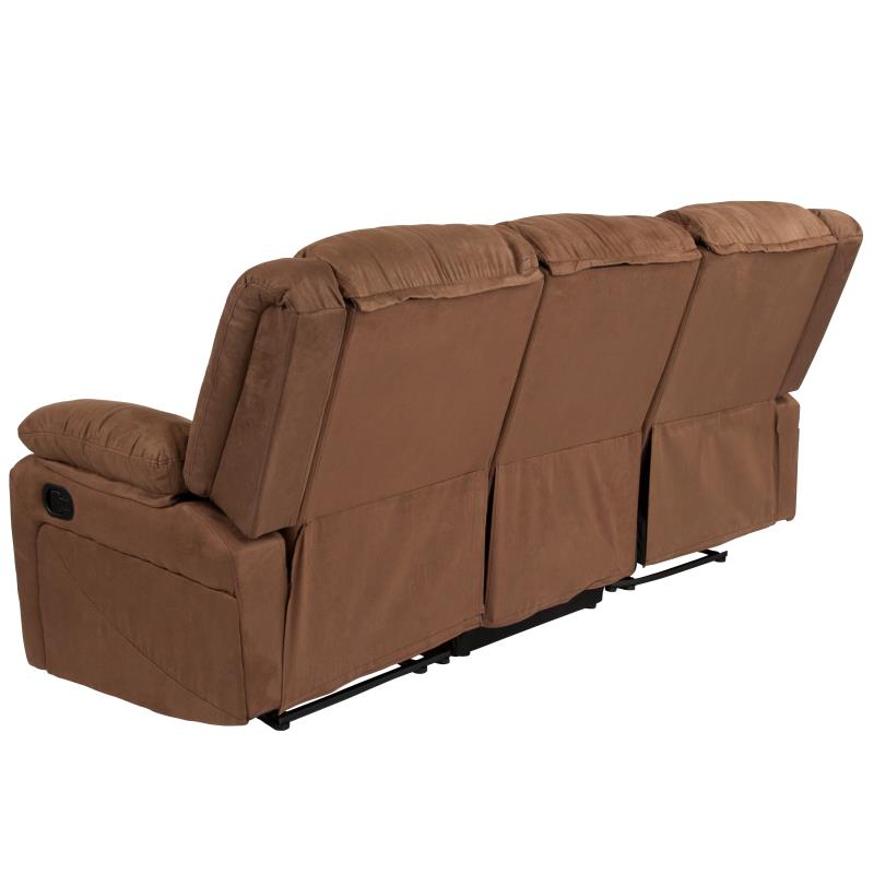 Chocolate Brown Microfiber Sofa with Two Built-In Recliners - Man Cave Boutique