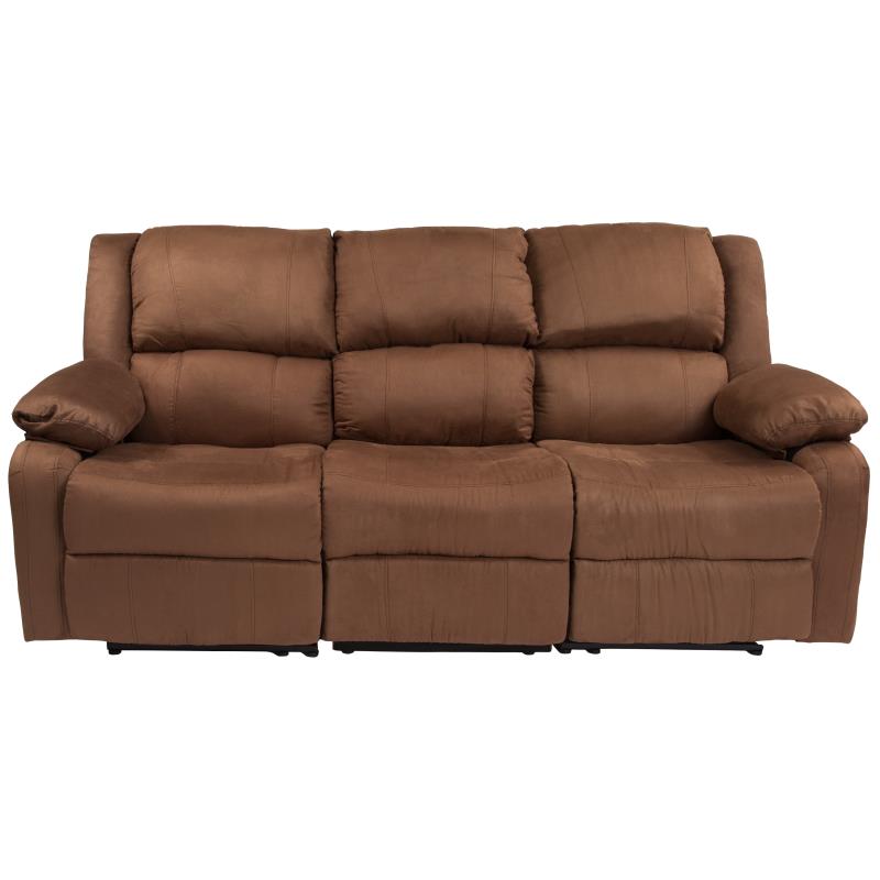 Chocolate Brown Microfiber Sofa with Two Built-In Recliners - Man Cave Boutique