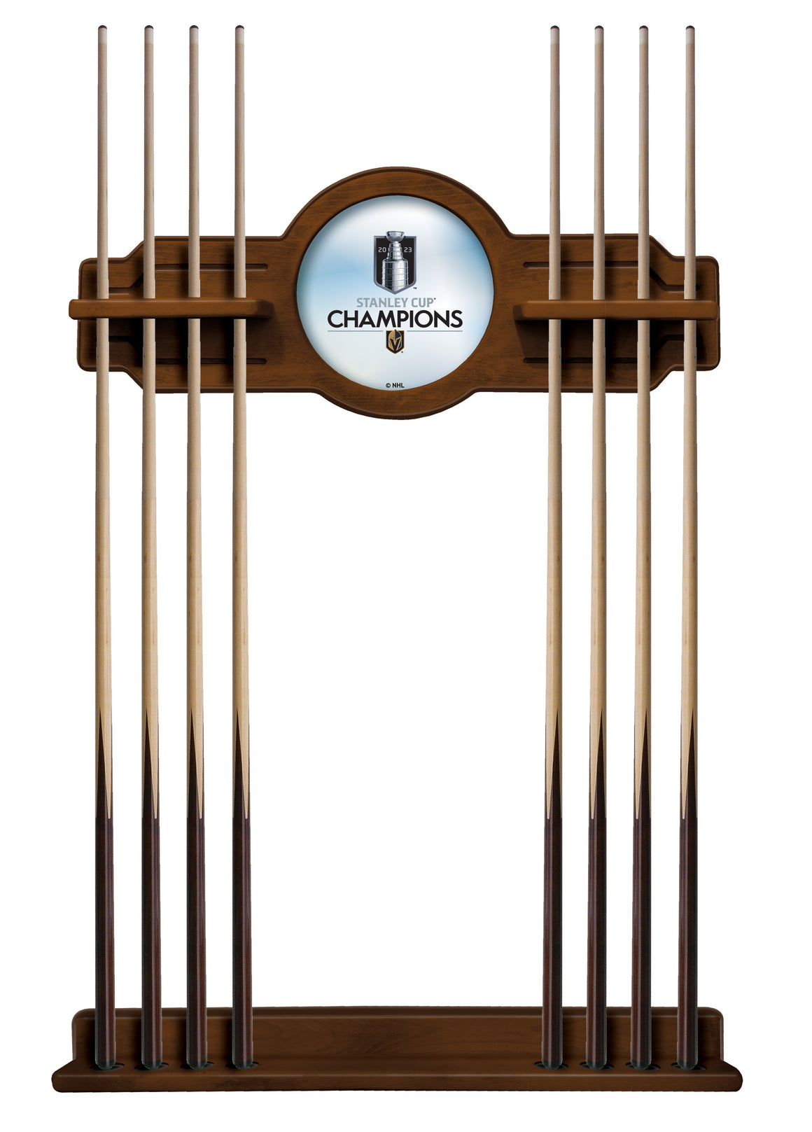 Vegas Golden Knights - NHL 2023 Stanley Cup Champions Solid Wood Cue Rack - Man Cave Boutique
