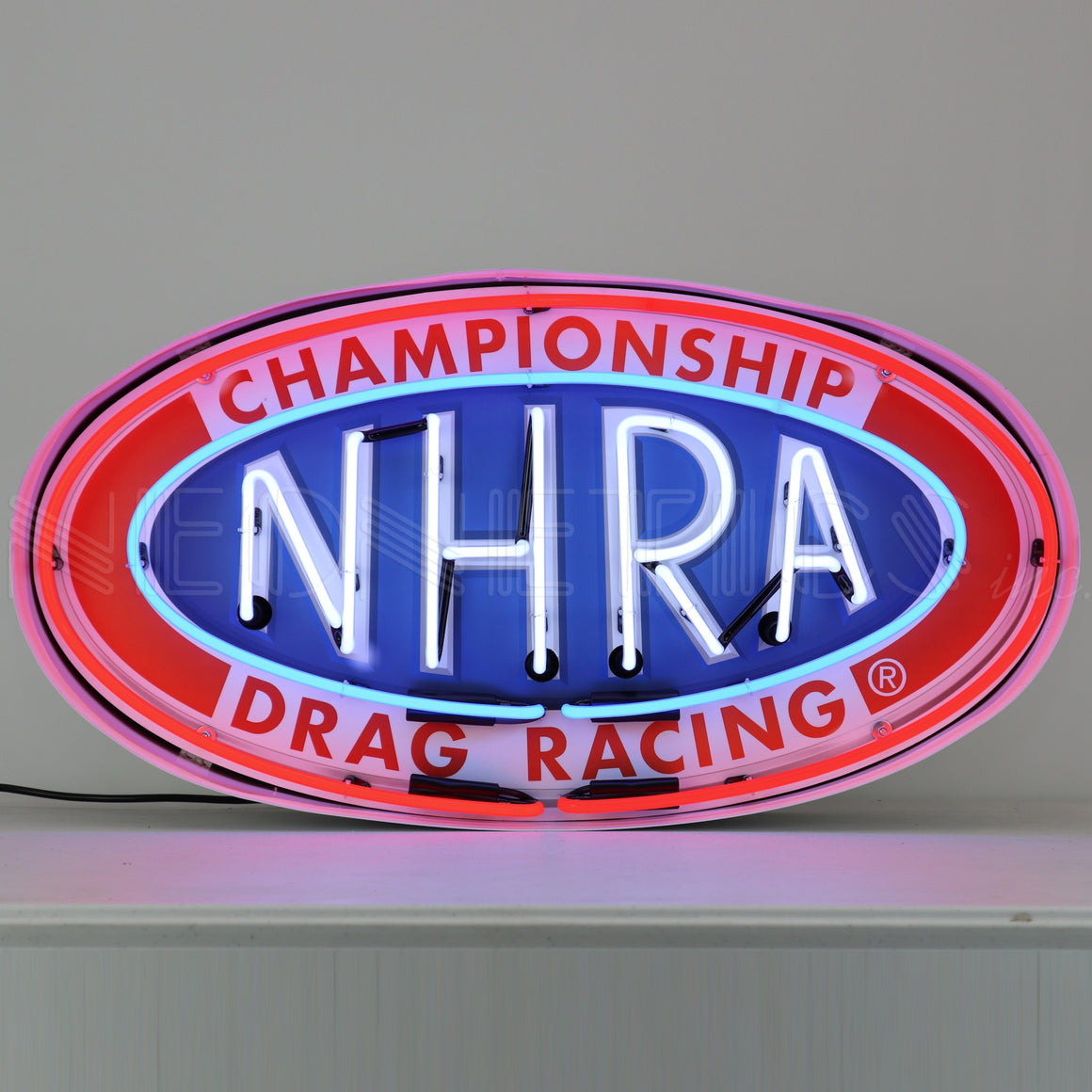NHRA OVAL NEON SIGN IN STEEL CAN - 30x15 - Man Cave Boutique
