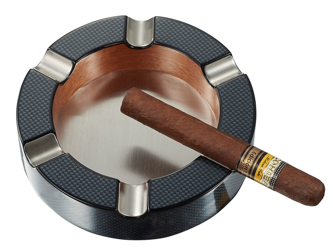 Cigar Ashtray Tyrus Carbon Fiber Round - Man Cave Boutique
