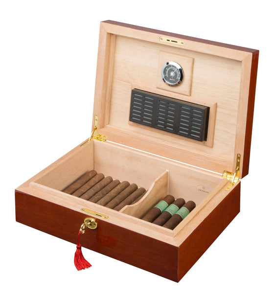Cigar Humidor Laquered Finish - Holds 60 To 80 Cigars - Man Cave Boutique