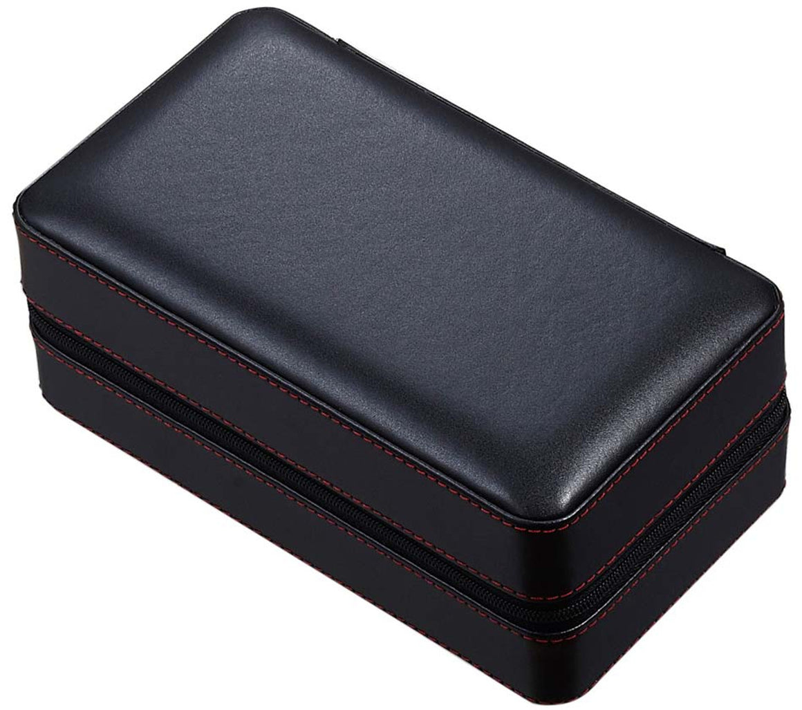 Travel Cigar Humidor Black Leather - Holds 6 Cigars - Man Cave Boutique