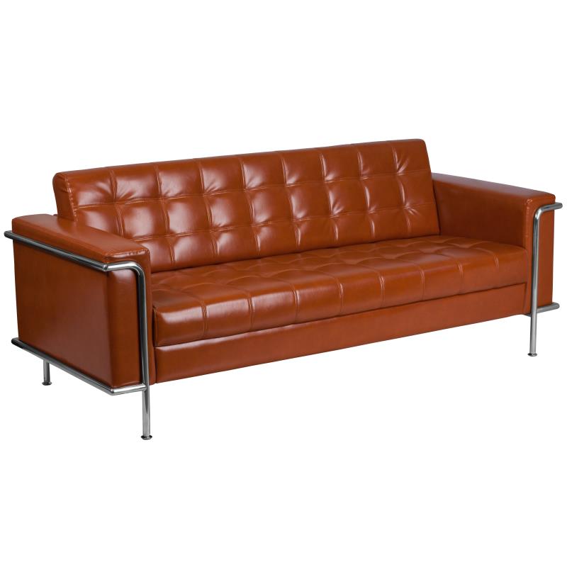 HERCULES Lesley Series Contemporary Cognac LeatherSoft Sofa with Encasing Frame - Man Cave Boutique