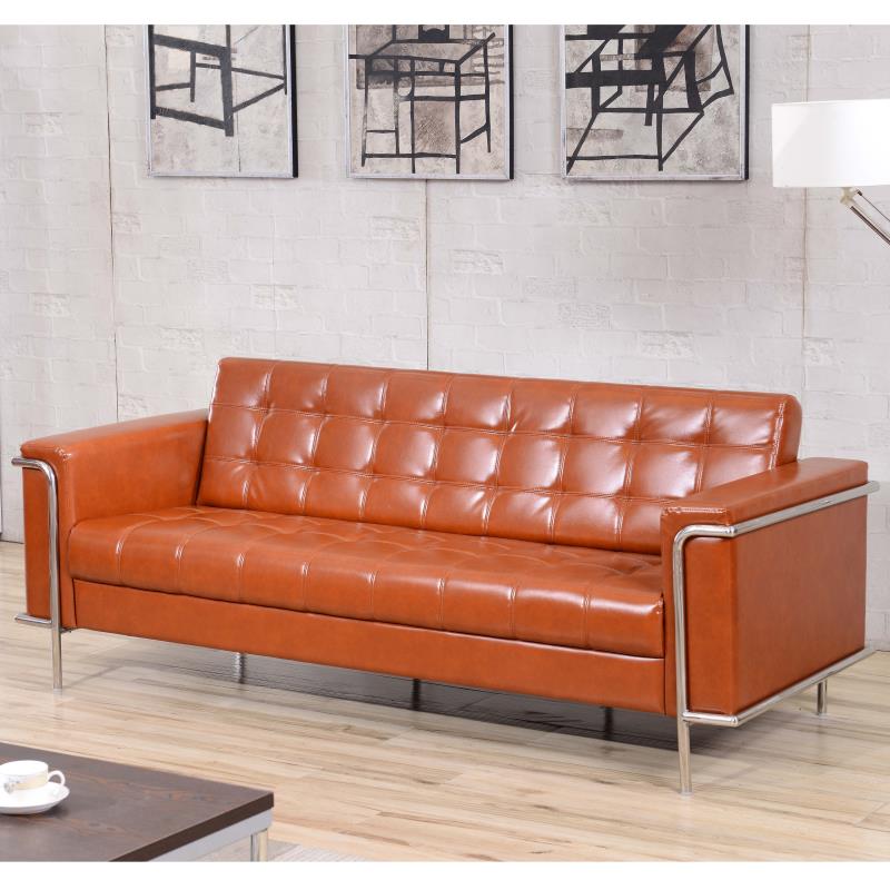 HERCULES Lesley Series Contemporary Cognac LeatherSoft Sofa with Encasing Frame - Man Cave Boutique