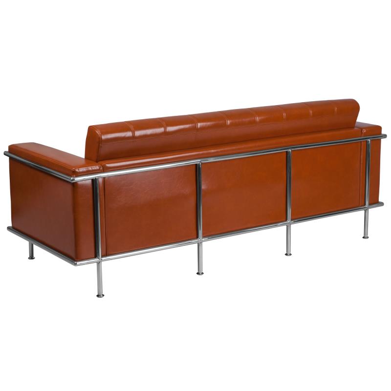 HERCULES Lesley Series Contemporary Cognac LeatherSoft Sofa with Encasing Frame - Man Cave Boutique