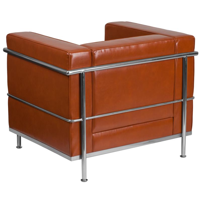 HERCULES Regal Series Contemporary Cognac LeatherSoft Chair with Encasing Frame - Man Cave Boutique