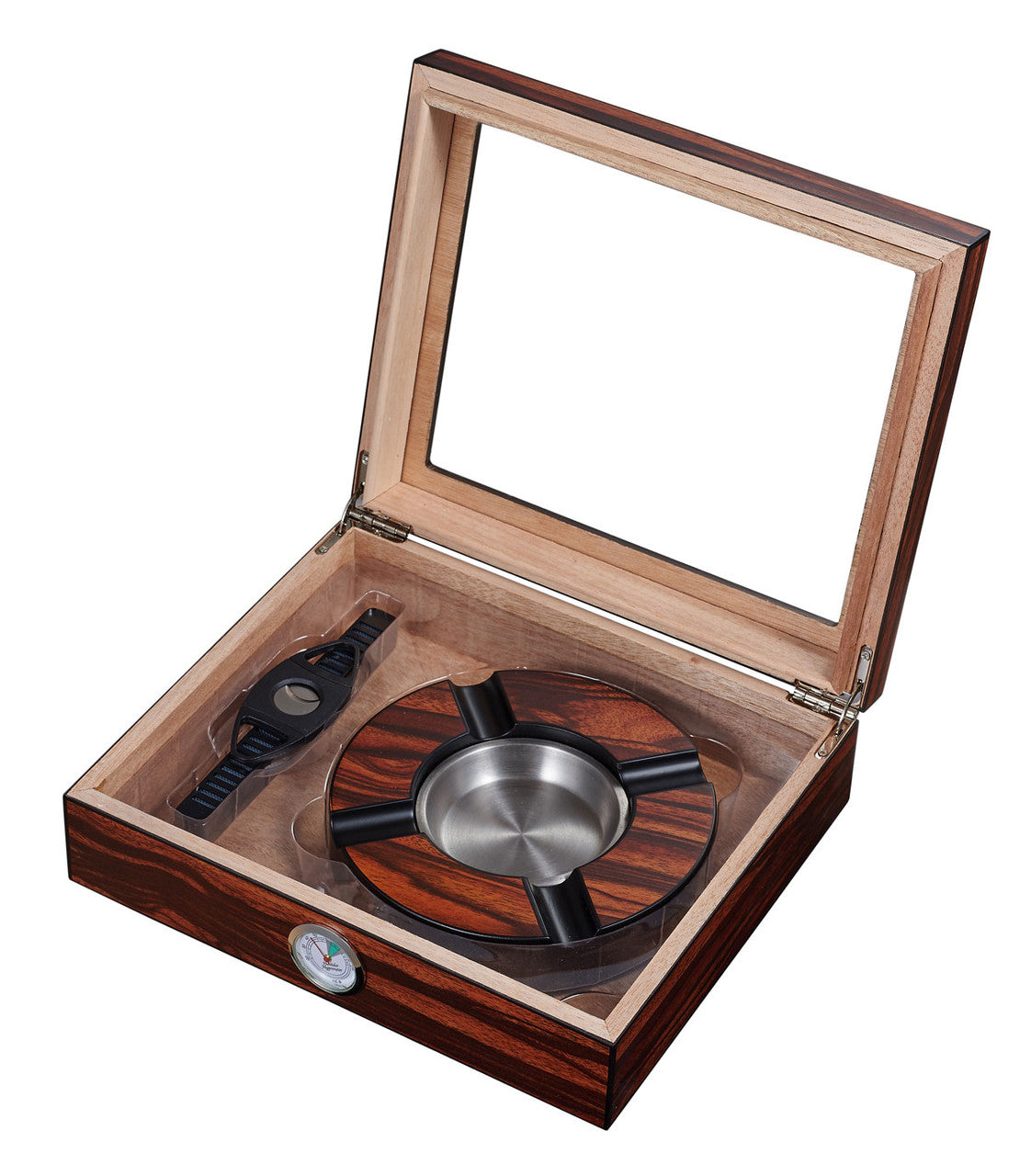 Cigar Humidor Glass Top, Ashtray, and Cutter Gift Set - Man Cave Boutique