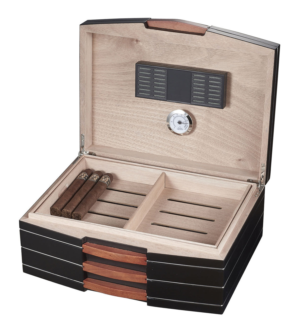 Gerard Polished Wood Cigar Humidor - Holds 100 Cigars - Man Cave Boutique
