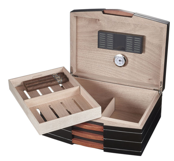 Gerard Polished Wood Cigar Humidor - Holds 100 Cigars - Man Cave Boutique