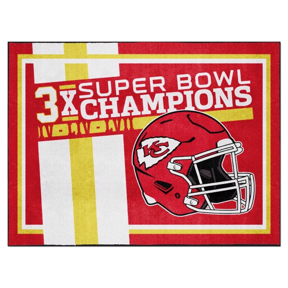 Rug 8x10 Kansas City Chiefs NFL Super Bowl 3X Dynasty - Man Cave Boutique