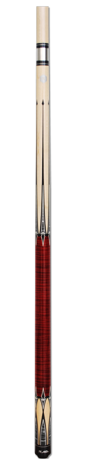 RAID Pool Cue Marble/Burgandy Stained Curly Maple Handle With Decals - Man Cave Boutique