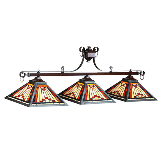 Billiards Lighting_Laredo Stained Glass 3-Light Fixture - Man Cave Boutique
