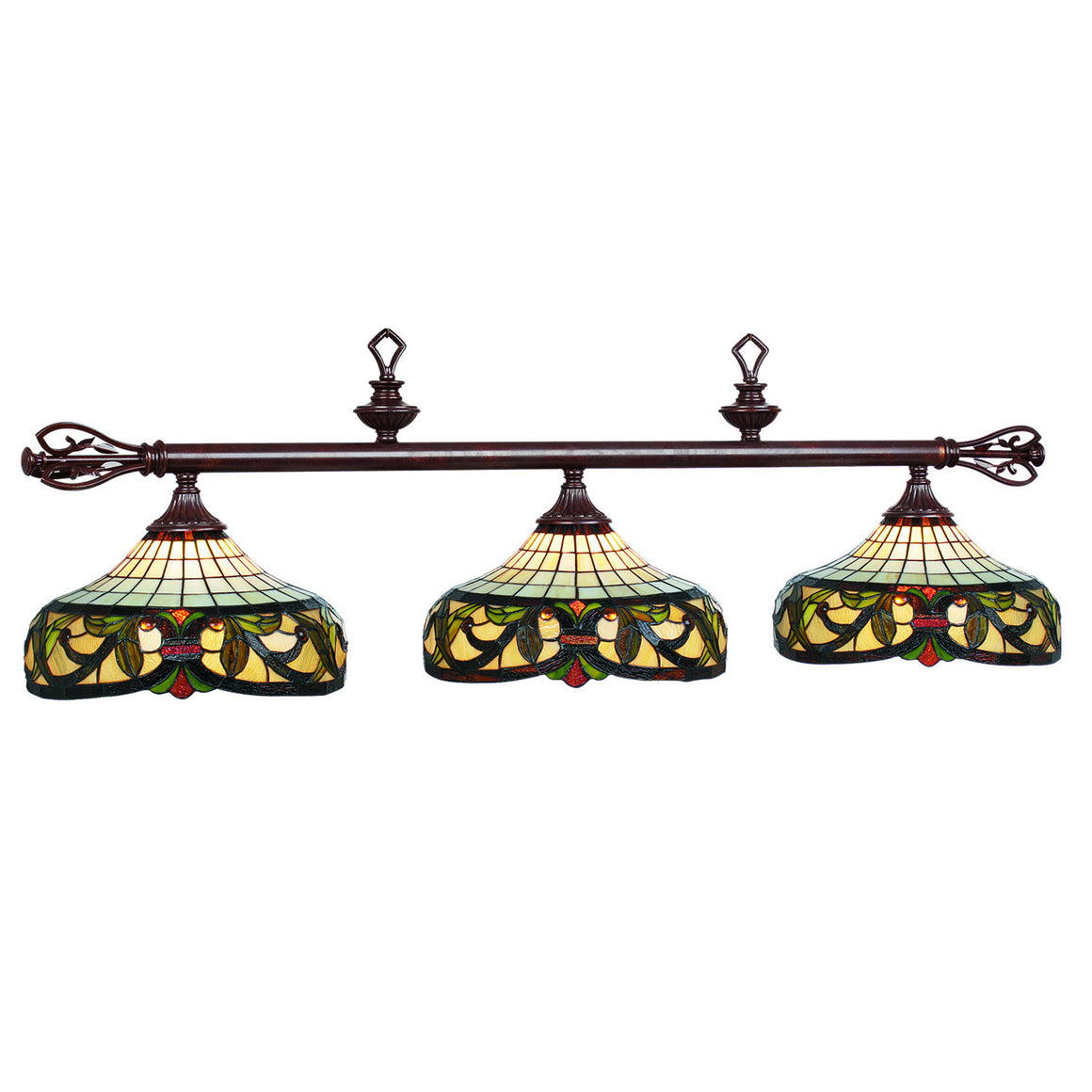 Billiards Lighting_Harmony Stained Glass 3-Light Fixture - Man Cave Boutique