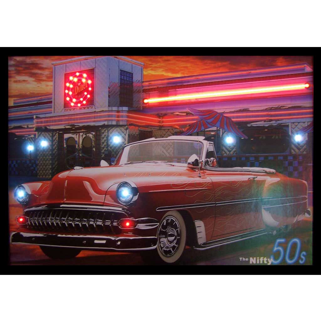 NIFTY 50'S NEON/LED PICTURE 36x24x1 in - Man Cave Boutique