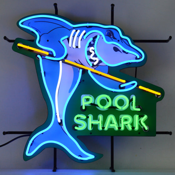 POOL SHARK Neon Sign with Backing 24"x24"x4" - Man Cave Boutique