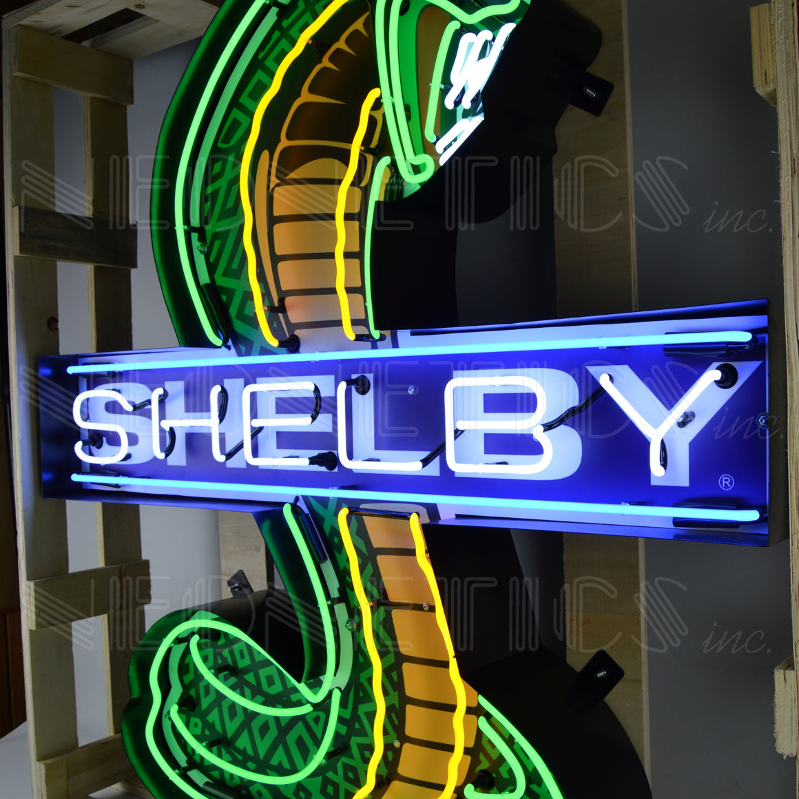 SHELBY COBRA 36" Neon Sign in Shaped Steel Can - Man Cave Boutique