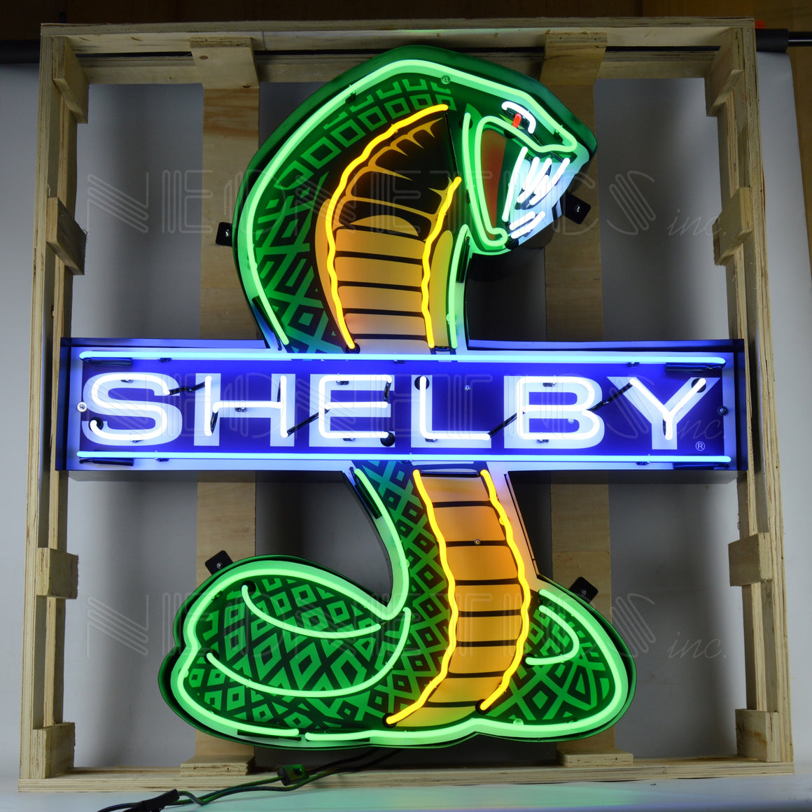 SHELBY COBRA 36" Neon Sign in Shaped Steel Can - Man Cave Boutique