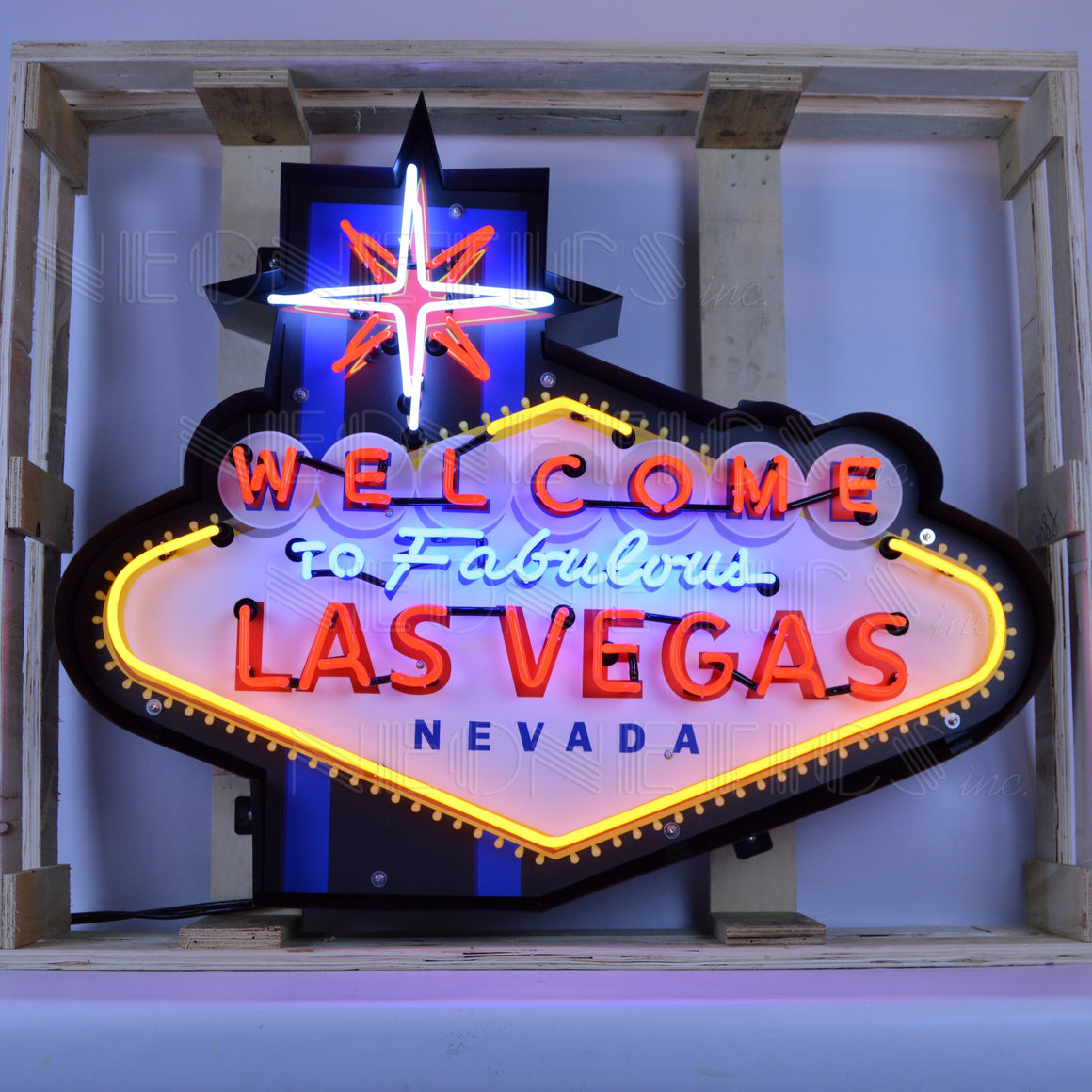 FABULOUS LAS VEGAS Neon Sign In Shaped Steel Can 39"W x 33"H - Man Cave Boutique