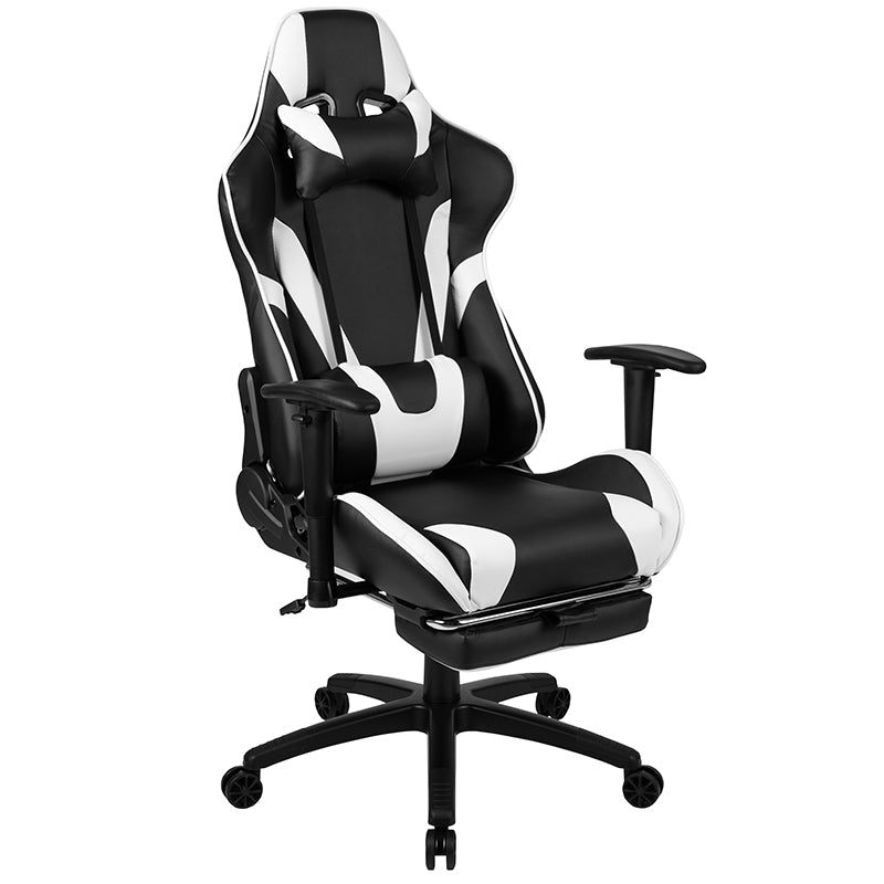 Gaming Desk & Chair Set - X30 Blk & White - Man Cave Boutique